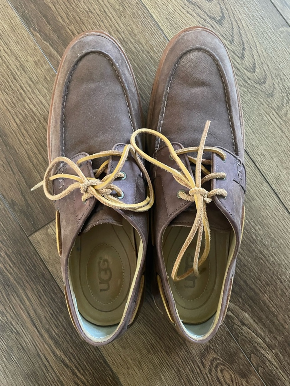 UGG Mens 15 Boat Shoes Newell Lace Up Brown Nubuck Leather